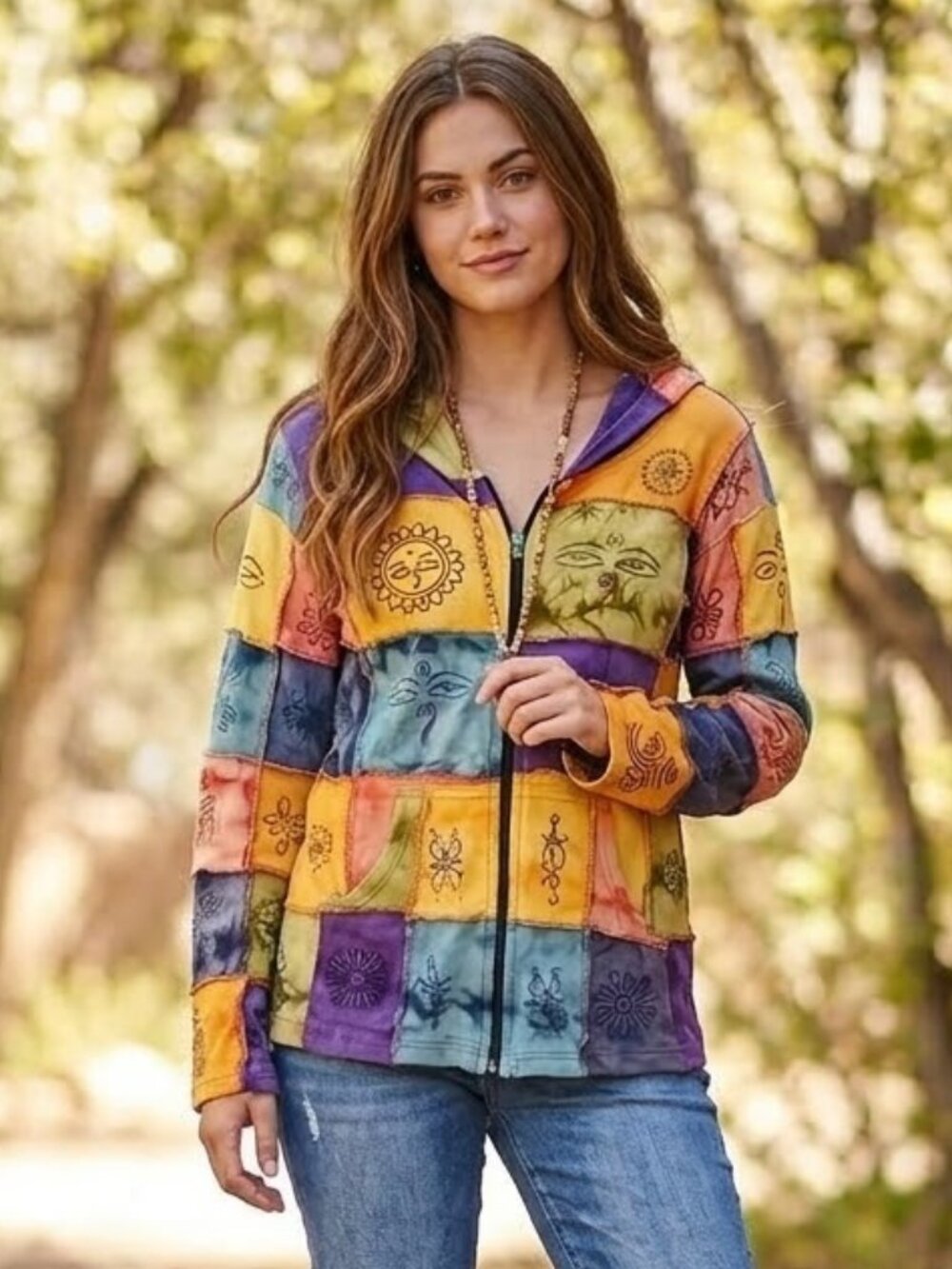 Rising International Patchwork Hoodie Nepal Boho